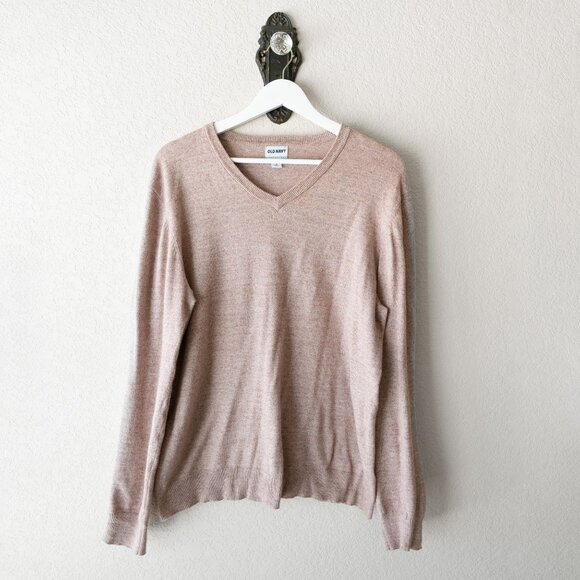 Old Navy Other - Old Navy Mens Medium V Neck Cotton Sweater Tan Neutral Casual Pullover